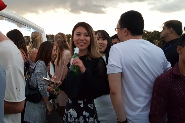smiling girl on a ship