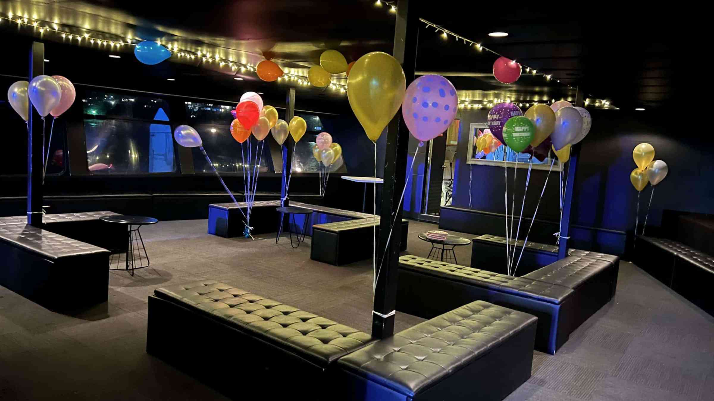 a group of people standing in a room